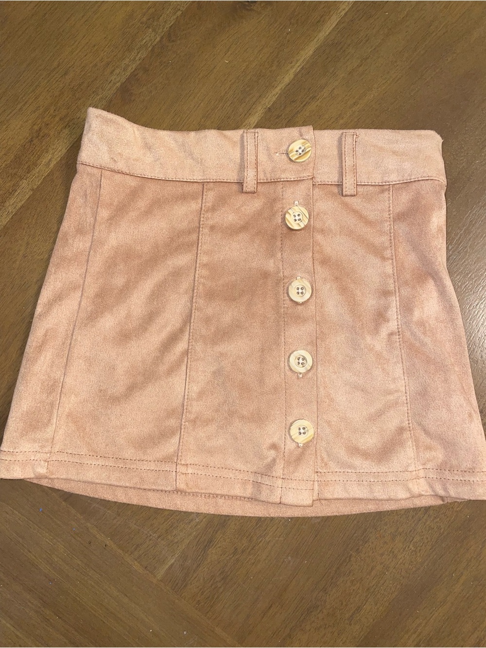 Girls' Button-Front Faux Suede Skirt